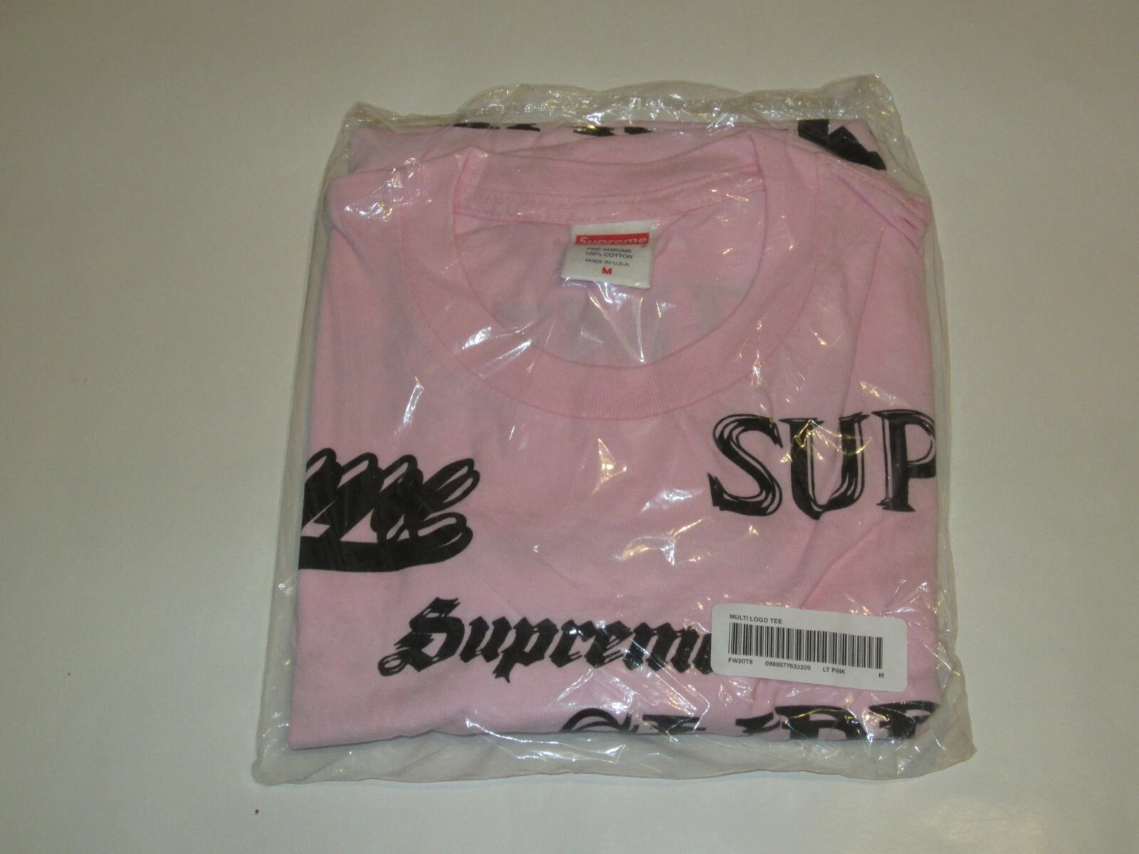 Tee shirt homme SUPREME New York multi logo rose clair moyen NEUF ! F/W 2020