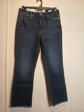Seven7 Slim Straight Raw Hem Women's size 10 Dark Wash Blue Denim Jeans