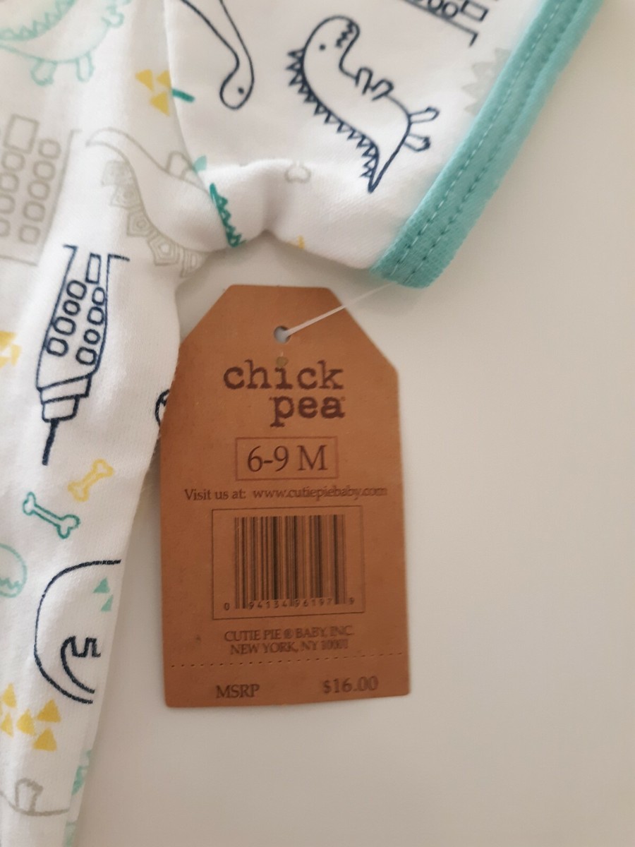 Ensemble 3 Pièces Bébé Dinosaure CHICK PEA - Body, Pantalon à Pieds Et Bavoir Taille 6-9 Mois, Bleu