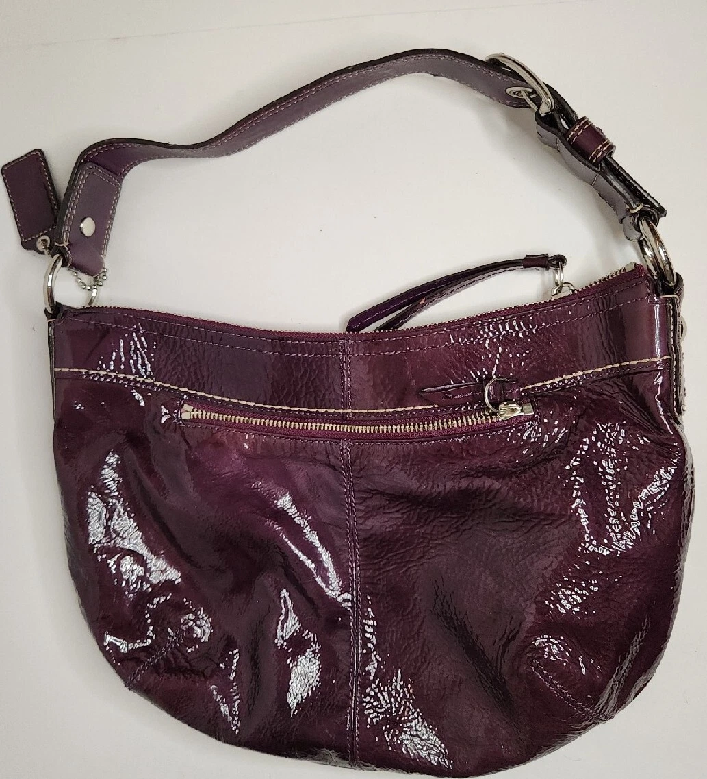 Coach Plum Purple Patent Leather Hobo Handbag Purse No. D1269