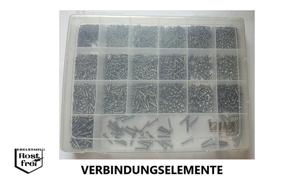 Blechschrauben Sortiment 1.500 Teile DIN 7981 mit Linsenkopf A2 Ø 2,2-3,9