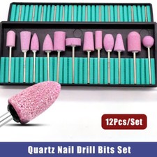 12Pcs Quartz Nail Drill Bits Set Nail Art Files Polishing Head Manicure Tools
