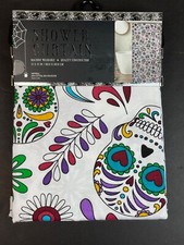 Day of the Dead Sugar Skull Halloween Fabric Shower Curtain 72" x 72" New