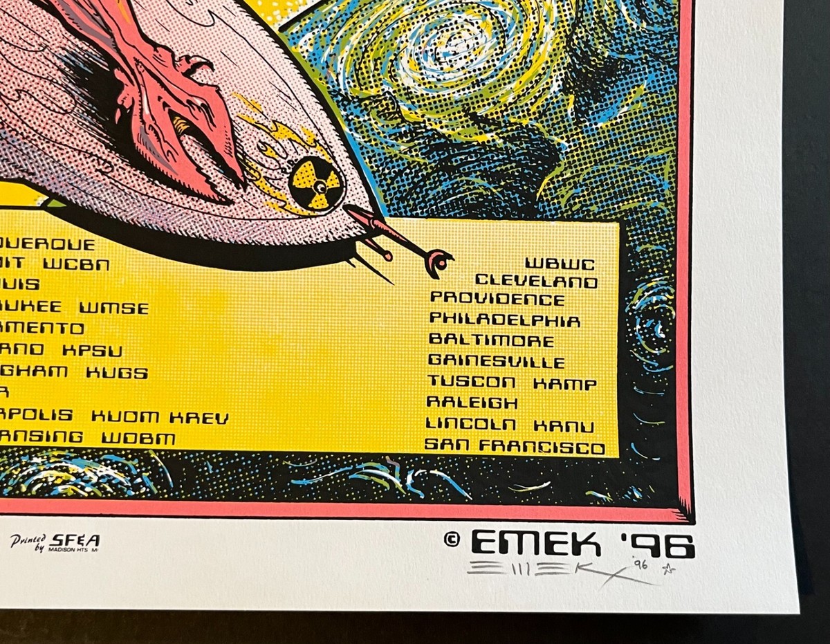 EMEK Possum Dixon & Lifter Tour Poster 1996 Signed Doodled Silk 
