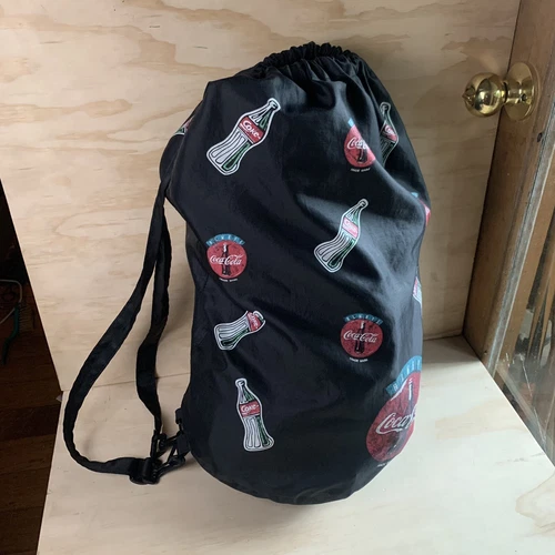 Vintage Coca Cola Drawstring Bag, Sport Backpack, Always Coke, Black, FREE POST