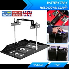 Metal Car Battery Tray Adjustable Hold Down Clamp Bracket Cycle Universal Auto.
