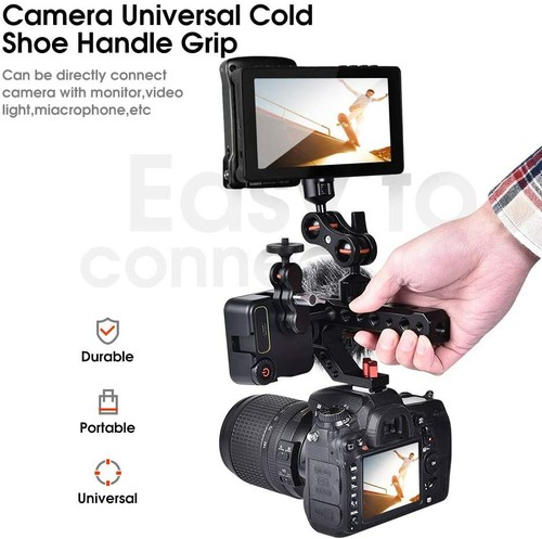 Camera Hot Shoe Top Handle Grip with 1/4" 3/8" Screw Thread to Mount DSLR Camera - Picture 2 of 6