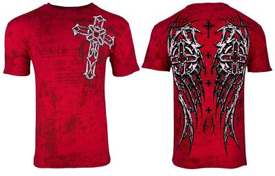 Archaic by Affliction Men's T-Shirt Wing Man Biker Cross Y2K S-5XL