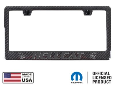 Dodge Hellcat Real Carbon Fiber ABS Back License Plate Frame - Ghost Effect