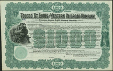 Toledo St. Louis and Western Railroad Company, złota obligacja, 1900