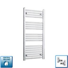 Image of 1000 x 450 mm Chrome Heated Towel Rail Radiator Central Heating Flat & Curved