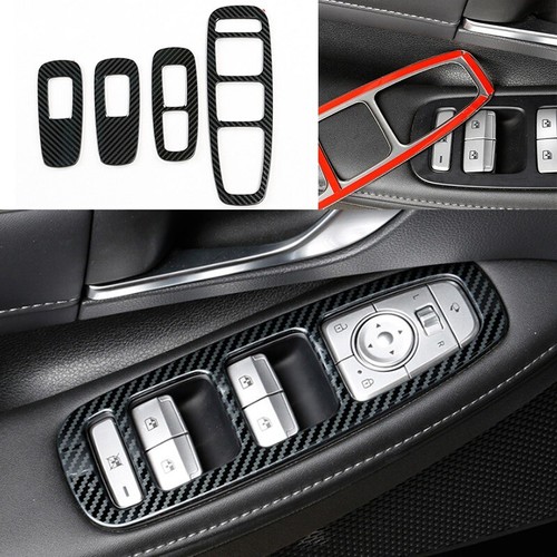 4Pcs Carbon Fiber Switch Panel Cover Steel Trim For Hyundai Sonata DN8 2020