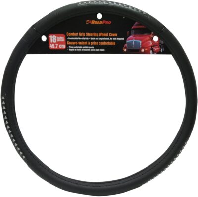 RoadPro 18'' Comfort Grip Steering Wheel Cover Black RPSW-3002