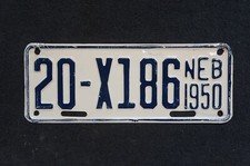 1950 NEBRASKA Trailer License Plate - Original Paint