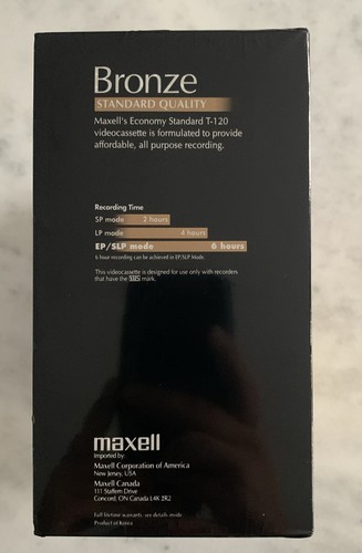 Cinta para casetas de video VHS Maxell T-120 bronce paquete de 10 en blanco sellado de 6 horas NUEVO - Imagen 2 de 6