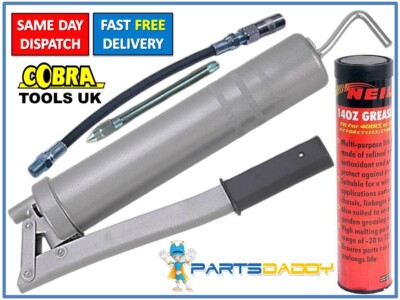 500CC HEAVY DUTY LEVER ACTION GREASE GUN SET Manual Flexible Rigid Hose UK 8-22