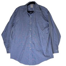 Brooks Brothers Non Iron Men's Button-Up Shirt Size 16 - 2/3 Blue Plaid
