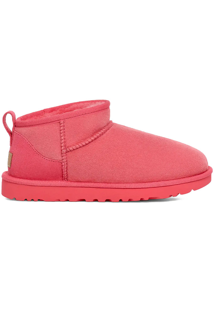 MINI BOTAS UGG CLÁSICAS ULTRA ROSA BRILLO GAMUZA LANA BOTINES MUJER EE. UU. 6 EU 38