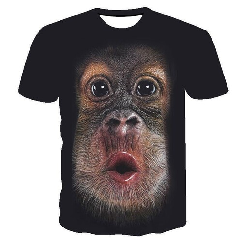 Verano 3D Cara de Mono Gorila Camiseta Orangután Juegos con disfraces Camisa Manga Corta Divertida - Imagen 14 de 16