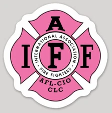 7 Inch Non-Reflective IAFF Pink Firefighter Maltese Sticker Decal