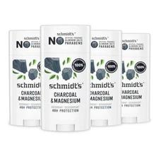 Schmidt's Charcoal Magnesium Vegan Deodorant 4 Pack 24 Hour Odor Protection
