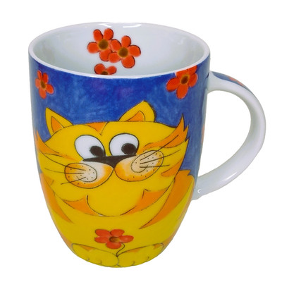 KONITZ Orange Tabby Cat Porcelain 12 oz. Cup Mug NEW