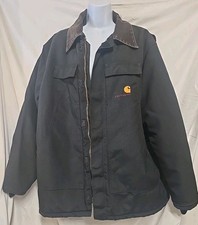 Y2K Carhartt C14 Arctic Quilt Insulated VTG Jacket XL Black Corduroy Collar USA