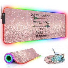 RGB Gaming Mouse Pad with Coffee Coaster, XXL Large Glowing LED Mousepad, Ant...