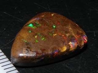 Bel taglio/lucidato Boulder Matrix Opal Cab 14 78 ct rosso/verde/blu fuochi senza prezzo di riserva lotto