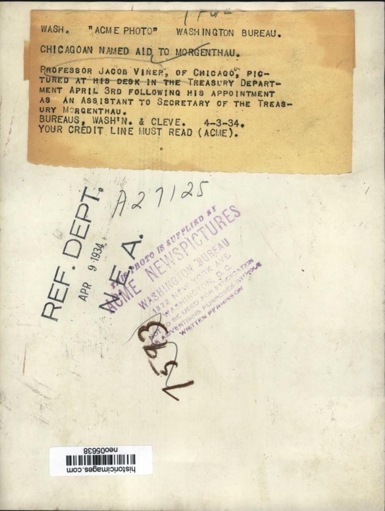 1934 Press Photo Professor Jacob Viner, Aide to Henry Morgenthau - neo05638