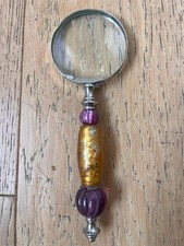 Vintage Well Made 9" hand held magnifying glass / resin like jeweled handle