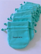 10pc Tiffany  Empty Packaging Small Blue Drawstring Closure Jewelry Pouches new