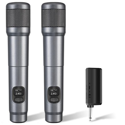 Wireless Microphone, Dual Handheld Dynamic Mic with Rechargeable Receiver, 40...