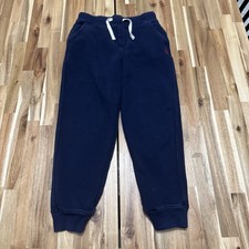 Polo Ralph Lauren Joggers Boys M 10-12 Blue Fleece Red Pony Drawastring Preppy
