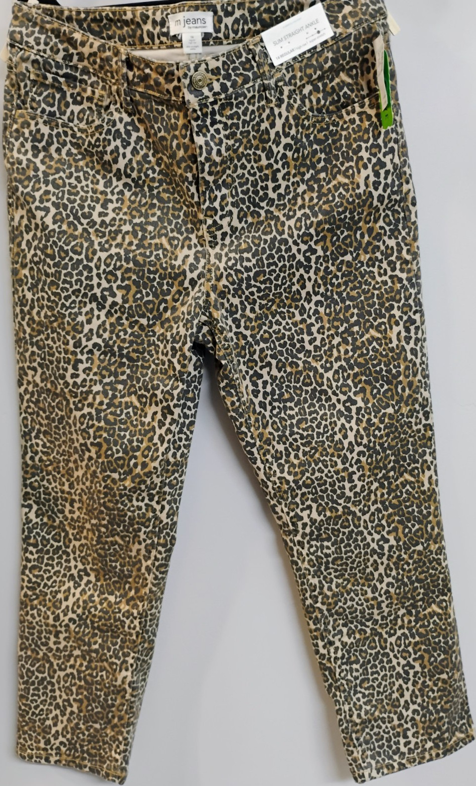 maurices m jeans Slim Straight Ankle Denim Super Stretch High Rise Animal Print