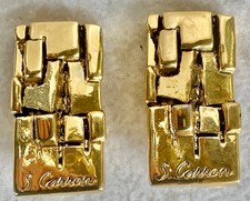 Boucles d'oreilles moderniste  � clip en m�tal dor� de Sidney Carron - A�12Ter