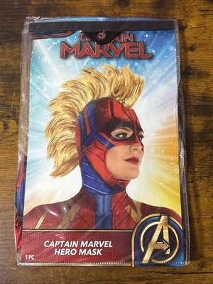 NEW Captain Marvel Hero Mask Superhero Adult One Size Cosplay Halloween Mohawk