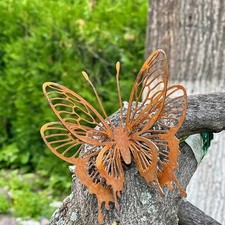 1 Pc Metal Butterfly Garden Sculpture Rustic Outdoor Indoor Yard Art Decor