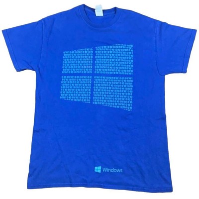 Microsoft Windows Vintage T-Shirt mittelblau Computer PC 90er Grafik Hipster