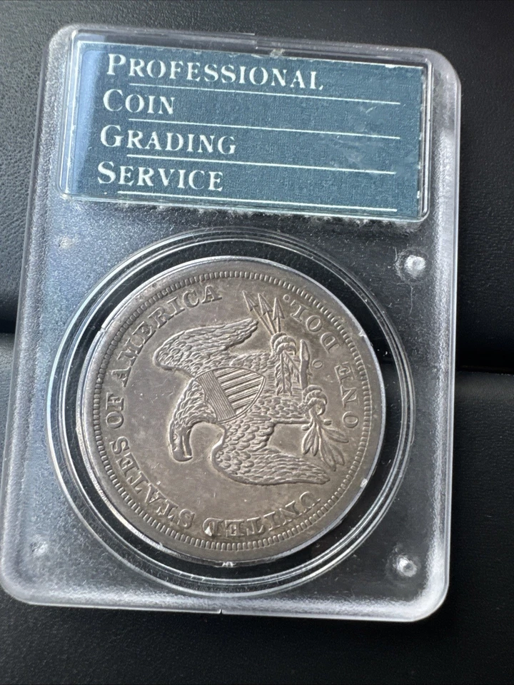 1860-o seated liberty dollar PCGS Rattler XF-45 $1 Very Unique Toning - Image 3 of 4