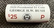 USA: Presidential 1 Dollar Coin 2020, George H.W. Bush, Mint P, Rollenware