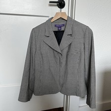 Ralph Lauren Purple Label Houndstooth Wool Blend Women's Blazer Jacket