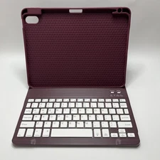 iPad Air 11 In/ Air 4 & 5 Gen Maroon Stand Case With Keyboard Tested Harvopu