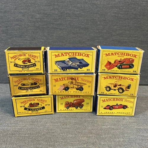 Boxes Only Lot of 9 Matchbox Lesney Original Boxes Only