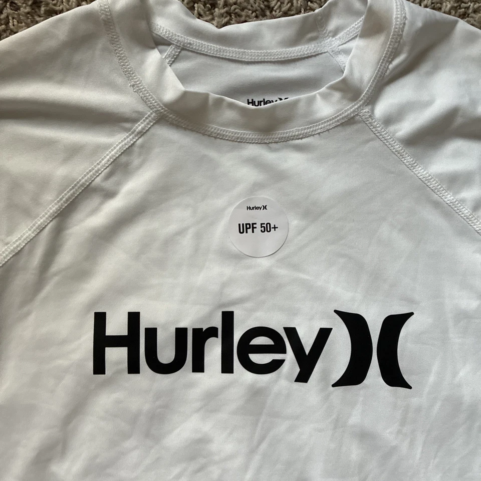 Hurley SPF 50+ Youth Medium Long Sleeve White Swim Shirt - Image 2 of 4