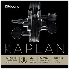 D'Addario Kaplan Golden Spiral Solo Violin E String 4/4 Solid Steel Light Ball