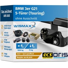 ANHÄNGERKUPPLUNG für BMW 3er Touring G21 ab 19 starr ORIS +7pol E-Satz ECS