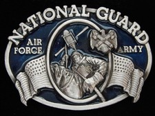 OI21171 NOS VINTAGE 1982  NATIONAL GUARD AIR FORCE ARMY  MILITARY BUCKLE