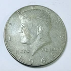 1966 Kennedy Half Dollar. 40% Silver. Circulated US Coin, Free Shipping! #6663