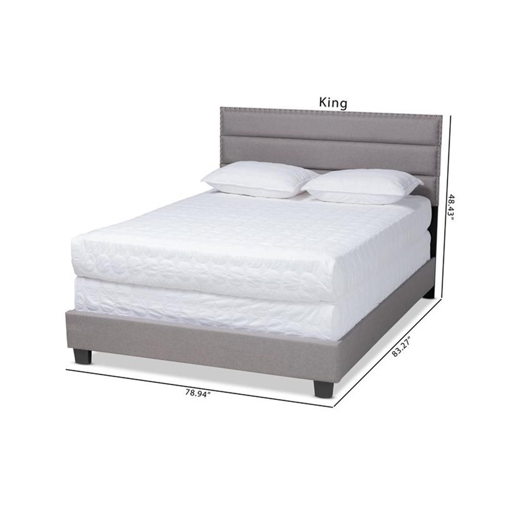 Bowery Hill Queen Size Gray Fabric Upholstered Bed